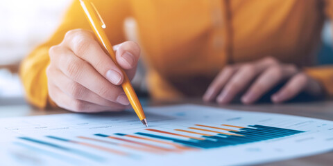 A consultant making notes on a printed client proposal, making business notes, strategy meeting.