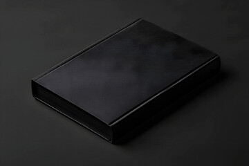 Antique Black Book Mockup Showcased in a Dark and Brooding Style, Featuring Worn Edges and a Textured Cover for a Mysterious, Vintage Aesthetic