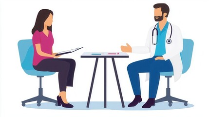 Doctor sitting calmly across from patient, giving full attention to health discussion, doctor and patient, listening, consultation