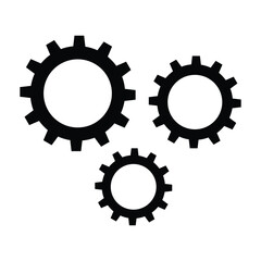 Gear setting vector icon set. Isolated black gears mechanism and cog wheel on  background. Progress or construction concept. Cogwheel icons UI vector.