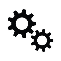 Gear setting vector icon set. Isolated black gears mechanism and cog wheel on  background. Progress or construction concept. Cogwheel icons UI vector.