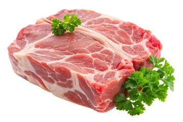 Fresh raw pork displayed on a transparent background, ideal for culinary applications, cooking demonstrations, and the