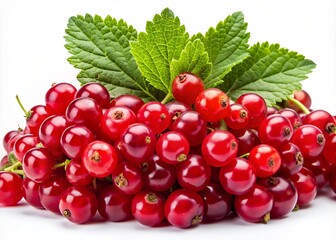 Fresh red currants shine against a white backdrop, showcasing their luscious texture and vibrant hues, enticing the