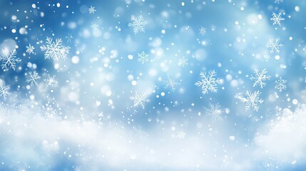 Fototapeta premium Abstract winter wonderland with snowflakes: christmas background featuring heavy snowfall and snowflakes in the sky