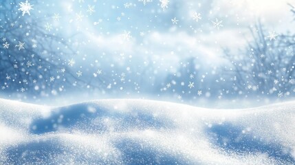 Fototapeta premium Abstract winter wonderland with snowflakes: christmas background featuring heavy snowfall and snowflakes in the sky