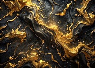 Obraz premium Indulge in a sophisticated black and gold abstract texture background, perfect for enhancing elegant designs and