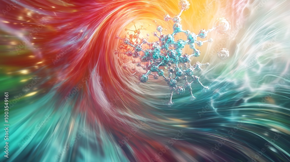 Aufkleber Abstract swirling tunnel with a molecule at the end of it, representing a journey into the unknown.
