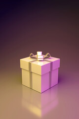 Gift box on gradient background for the festival Merry Christmas, Happy New Year greeting card. Birthday and Surprise Prizes. 3D illustration, Vertical
