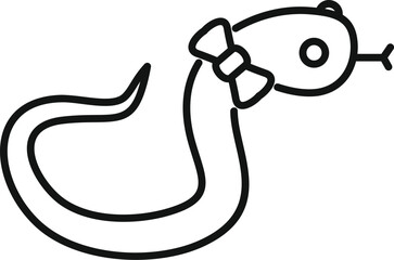 Simple line drawing of a snake wearing a bow tie and showing its tongue