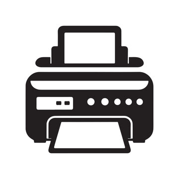 recommend clip art: Printer silhouette icon, vector illustration, black printer on white background
