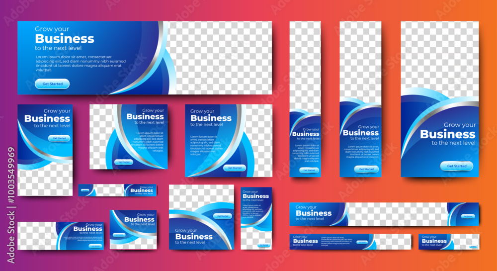 Canvas Prints professional business web ad banner template with photo place. modern layout black background and re