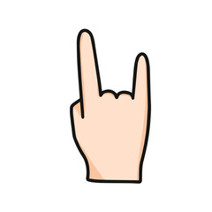 vector illustration of rock metal gesture, isolated on white background