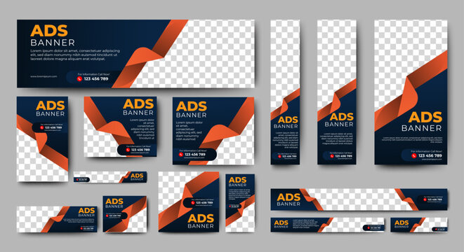 business web banners template design with image space. vector