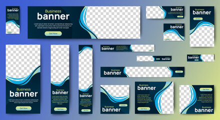 Set of promotion kit banner template design with modern and minimalist concept user for web page, ads, annual report, banner, background, backdrop, flyer, brochure, card, poster, presentation layout