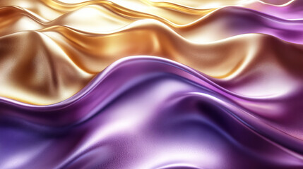 Obraz premium Abstract background with flowing purple and gold fabric.
