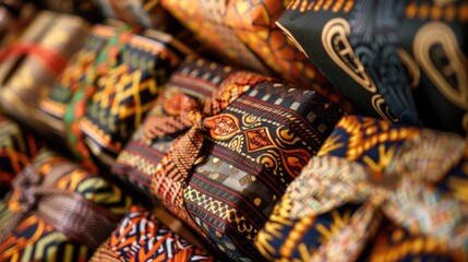 Vibrant African Fabric Rolls in Traditional Patterns