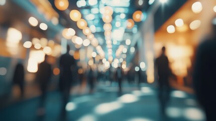 Generative AI : Abstract blurred defocused tradeshow event exhibition business convention show job fair technology expo Organization company trade fair event Marketing advertisement concept