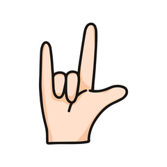 vector illustration of love you hand gesture, rock metal gesture, isolated on white background