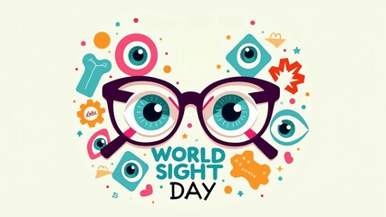 World Sight Day Glasses Design: Colorful Eye Health Awareness Illustration Promoting Vision Care and Optical Checkups