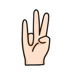 vector illustration of deaf sign language show number seven, isolated on white background