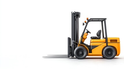 Forklift truck, side view, white isolate background.