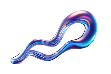 Mesmerizing Holographic Liquid Blob Shape isolated on a transparent background. Png graphic Elements