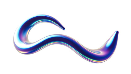 Mesmerizing Holographic Liquid Blob Shape isolated on a transparent background. Png Elements