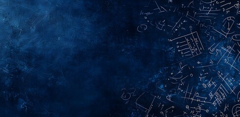 Blue Chalkboard with Mathematical Equations.