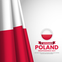 Poland waving flag of on white background. Template for independence day. vector illustration