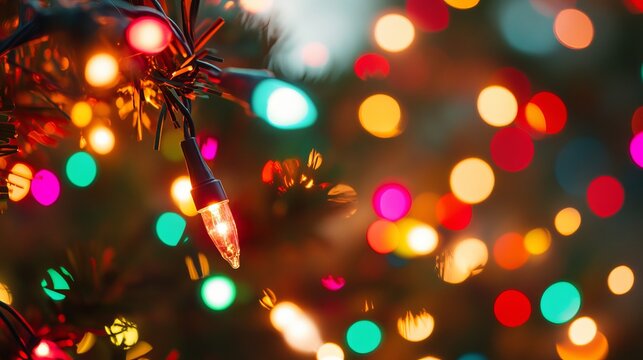 Vibrant and festive christmas lights display creating a colorful and joyful holiday atmosphere