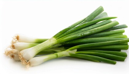 Obraz premium Fresh green onion isolated on white background.