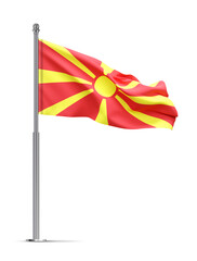 Flag of North Macedonia isolated on white background. 3d-rendering