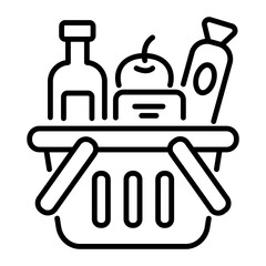 A linear icon of shopping basket 
