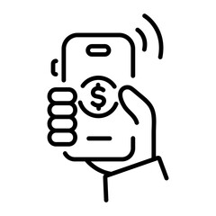 A linear icon of mobile payment 