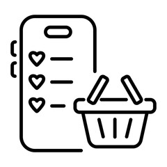 Shopping wishlist icon in outline style