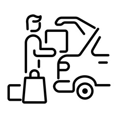 Car loading icon in outline style 