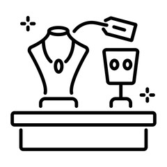 Jewellery display icon in outline style