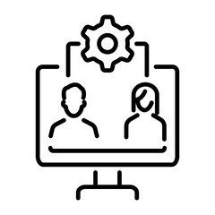 Team collaboration icon in linear style 