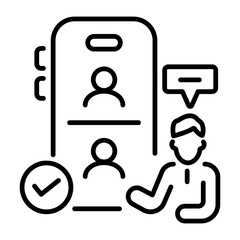 Team check in icon in linear style