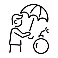 Risk mitigation icon in line style