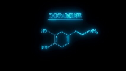 Dopamine structural chemical formula vector. Neuritransmitter of pleasure.