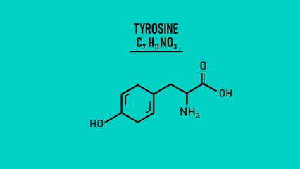 Naklejka premium Tyrosine molecular structure. L-Tyrosine skeletal chemical formula.