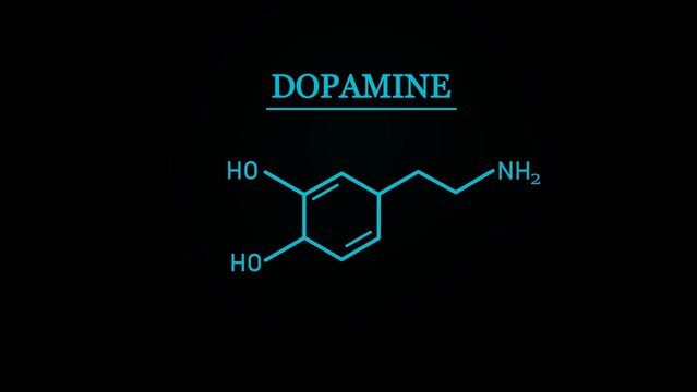 Dopamine structural chemical formula vector. Neurotransmitter of pleasure.
