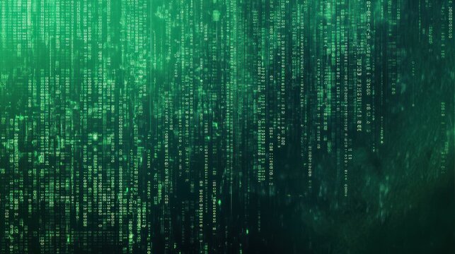 Technology computer cyberspace internet digital data network programming communication coding concept - Abstract green digital binary code matrix texture background