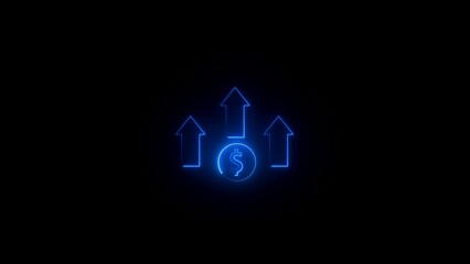 neon glow business money growth icon illustration financial success