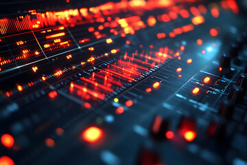 Obraz premium Digitale Klangwellen: Audiovisualisierung in Rot