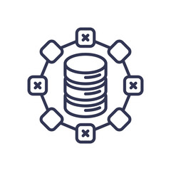Illustration of a central database surrounded by interconnected nodes, representing microsegmentation in network security.