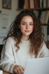 Young freelancer on a video call with a client, discussing project details while sitting in her home office, Generative AI