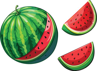 Watermelon 3d vector sticker design