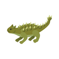 vector drawing green dinosaur, cartoon element isolated at white background, hand drawn illustration